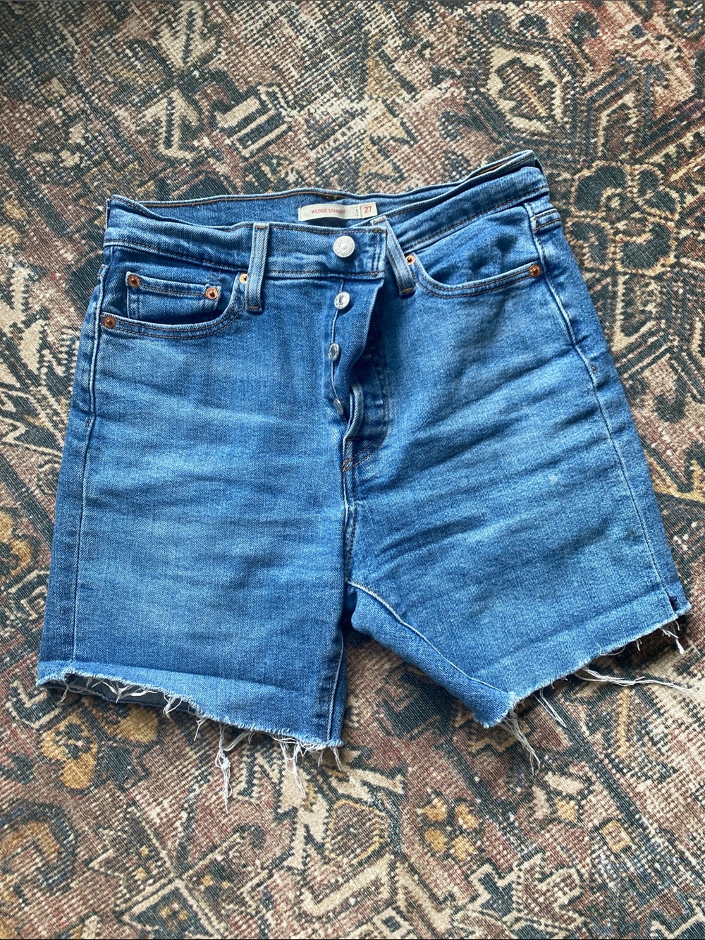 Levi's High Waist Denim Shorts in Blue